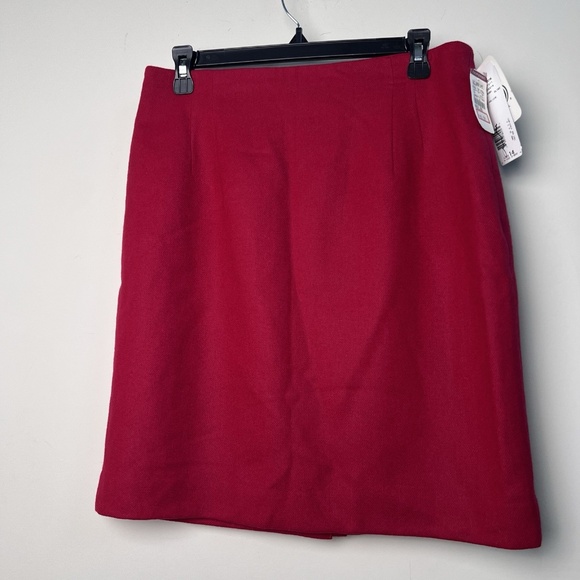 Vintage Rena Rowan Saville Skirt Women's 14P Lined Zipper 100% Pure Wool Red - Picture 1 of 6